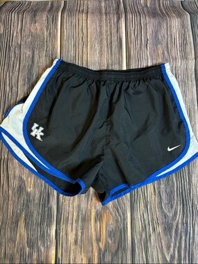 Nike Black Running Shorts with Blue and White Trim and Team Patch (0043)